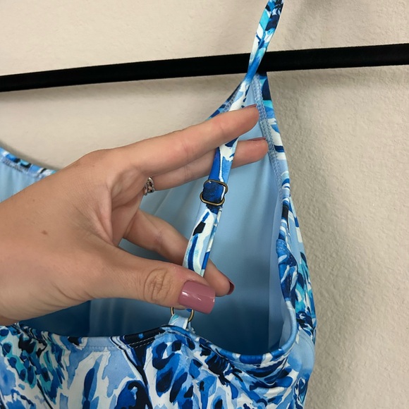 Andie Swim Blue Floral Scoopneck Almafi One Piece Swimsuit NWT - Picture 7 of 10